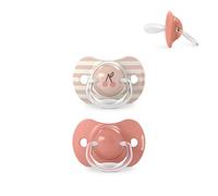 Suavinex, Pack de 2 Chupetes para Bebés +18 Meses, con Tetina Fisiológica de Silicona SX Pro Simétrica, Plana y Flexible, Respeta el Desarrollo Bucodental, Birdies Rosa