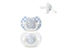 Suavinex, Pack de 2 Chupetes que Brillan en la Oscuridad, Bebés 6/18 Meses, para Dormir, con Anilla Fluorescente y Tetina Fisiológica SX Pro de Silicona, Plana y Flexible, Azul