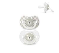 Suavinex, Pack de 2 Chupetes que Brillan en la Oscuridad, Bebés 6/18 Meses, para Dormir, con Anilla Fluorescente y Tetina Fisiológica SX Pro de Silicona, Plana y Flexible, Beige