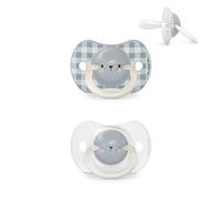 Suavinex, Pack de 2 Chupetes que Brillan en la Oscuridad, Chupetes Fluorescentes para Dormir, para Bebés 6/18 Meses, con Tetina Fisiológica SX Pro de Silicona, Plana y Flexible, Night and Day, Azul