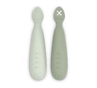 Suavinex, Pack de 2 Precucharas de Aprendizaje, Cucharas BLW de Silicona, con Mango Antideslizante y Punta Plana Texturizada, Ergonómicas, Forma Simétrica, Aptas Lavavajillas, +6 Meses, Verde, 2 Uds