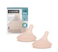 Suavinex - Pack de 2 Tetinas para el Biberón Anticólicos Zero Zero, Repuesto de 2 Tetinas de Flujo Adaptable (A), Se Adapta a la Fuerza de Succión del Bebé, Tetina Lactancia Mixta, +0 Meses, Medium
