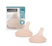Suavinex - Pack de 2 Tetinas para el Biberón Anticólicos Zero Zero, Repuesto de 2 Tetinas de Flujo Denso (L), Para Líquidos Espesos, con Abertura Amplia, para Bebés +6 Meses, Medium