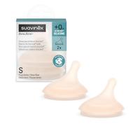 Suavinex, Pack de 2 Tetinas para el Biberón Anticólicos Zero Zero, Repuesto de 2 Tetinas de Flujo Lento (S), Deja Pasar Poco Líquido, Flujo Apto Para Leche, Agua o Glucosa, +0 Meses, Fair