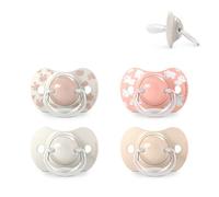 Suavinex, Pack de 4 Chupetes para Bebés 6-18 Meses, con Tetina Fisiológica de Silicona SX Pro Simétrica, Plana y Flexible, Respeta el Desarrollo Bucodental, Birdies y Wild&Free, Rosa