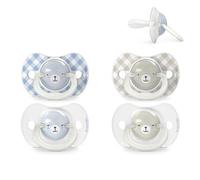 Suavinex, Pack de 4 Chupetes que Brillan en la Oscuridad, Bebés 6/18 Meses, para Dormir, con Anilla Fluorescente y Tetina Fisiológica SX Pro de Silicona, Plana y Flexible, Azul