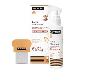 Suavinex, Pack Loción Antipiojos y Liendres + Lendrera, +2 Años, 125 ml | Elimina 100% de Piojos y Liendres, Tratamiento Seguro, Eficaz, No Daña Cabello, No Irrita, No Engrasa, Testado, Formato Spray