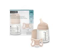 Suavinex, Biberón Anticólico + Chupete Zero Zero. Biberón de 180 ml con Tetina de Flujo Adaptable (A) y Chupete Recién Nacidos Talla -2/2 Meses. Apto Prematuros, Respeta la Lactancia Materna, Light