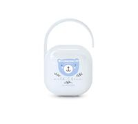 Suavinex, Portachupete Bebé, para Llevar 2 Chupetes, Caja - Funda Resistente y Fácil de Limpiar, con Asita Flexible para Colgar del Bolso, Carro o Cuna, Cierre Seguro, +0 Meses, Wild&Free Azul