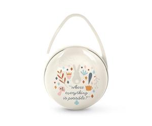 Suavinex, Portachupete para Bebé, Para Llevar 2 Chupetes de Forma Independiente, con Asita para Colgar del Bolso, Carro o Cuna, Caja Portachupetes, Funda Para Chupetes, Estuche, Wonderland Beige
