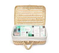 Suavinex, Regalo Bebé Recien Nacido, Canastilla Bebé con Maleta de Mimbre, Incluye: Chupete Zero Zero 0/6 Meses + Baby Cologne 100 ml + Crema del Pañal 75 ml + Toallitas + Loción Hidratante 300 ml