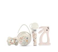 Suavinex, Regalo Recién Nacido. Set Regalo Bebé con: Chupete con Tetina Fisiológica SX Pro para Bebés 0/6 Meses + Chupetero + Portachupetes Duo + Mordedor de Silicona. (4 Pcs). Wonderland, Beige