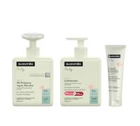Suavinex, Set Cambio de Pañal 3 Pasos, Agua Micelar, Linimento y Pomada | Rutina Completa en 3 Pasos, Limpia, Protege, Repara, Apto Pieles Sensibles y Recién Nacidos, Testado, pH Balance, Uso Diario