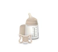 Suavinex, Biberón Anticólico + Chupete Zero Zero. Biberón de 180 ml con Tetina de Flujo Adaptable (A) y Chupete Recién Nacidos Talla -2/2 Meses. Apto Prematuros, Respeta la Lactancia Materna, Light