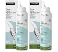 Suavinex, Spray Nasal con Agua de Mar, Apto Niños +6 Años, Hipertónico, Descongestionante, Rinitis y Sinusitis, para Lavados Nasales, con Aloe Vera y Menta, Fuerza Suave, 120 ml (Paquete de 2)