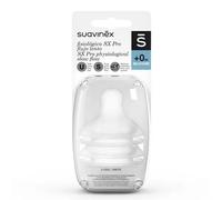 Suavinex, Nuevo Pack 2 Tetinas Fisiológicas SX Pro de Silicona. Flujo Lento Para Recién Nacidos, Zumo o Agua. Tetina +0 Meses. Con Sistema Anticólico, 2 Unidades