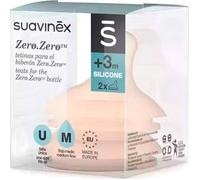 Suavinex Tetina Zero Zero Silicona Anticólicos Flujo Medio +3m 2 uds