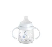 Suavinex, Vaso Aprendizaje Bebé, Boquilla de Silicona, Biberón con Asas, con Sistema Anticólico, Tapa Protectora, Vaso Antiderrame, 150 ml, Bébés +6 Meses, Apto Lavavajillas, Wild&Free Azul