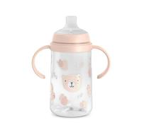 Suavinex, Vaso Aprendizaje Bebé con Boquilla de Silicona y Asas, Biberón con Sistema Anticólico, Tapa Protectora, Vaso Antiderrame, 270 ml, para Bébés +6 Meses, Apto Lavavajillas, Wild&Free Rosa