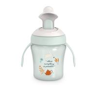 SUAVINEX, Vaso Aprendizaje Bebé con Boquilla Rígida Antidesgarro, Biberón con Asas, Tapa Protectora Abatible, Vaso Antiderrame, 200 ml, Bébés +6 Meses, Apto Lavavajillas, Verde Wonderland