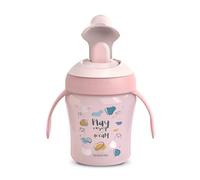SUAVINEX, Vaso Aprendizaje Bebé con Boquilla Rígida Antidesgarro, Biberón con Asas, Tapa Protectora Abatible, Vaso Antiderrame, 200 ml, Bébés +6 Meses, Apto Lavavajillas, Bears Rosa