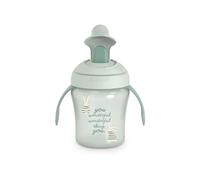 Suavinex, Vaso Aprendizaje Bebé con Boquilla Rígida Antidesgarro, ideal Procesos de Dentición, Biberón con Asas, Tapa Protectora Abatible, Vaso Antiderrame, 200 ml, +6 Meses, Apto Lavavajillas, Verde