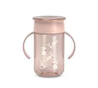 Suavinex, Vaso Aprendizaje Bebé, Taza 360 con Sistema Antiderrame y Antigoteo, Magic Cup con Asas y Tapa, Apto Lavavajillas y Microondas, 340 ml, Taza Entrenamiento para Bebés +12 Meses, Rosa