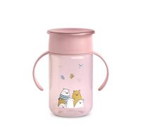 SUAVINEX, Vaso Aprendizaje Bebé, Vaso 360 con Sistema Antiderrame y Antigoteo, Magic Cup con Asas y Tapa, Apto Lavavajillas y Microondas, 340 ml, Taza Entrenamiento para Bebés +12 Meses, Bears Rosa