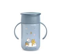 Suavinex, Vaso Aprendizaje Bebé, Vaso 360 con Sistema Antiderrame y Antigoteo, Magic Cup con Asas y Tapa, Apto Lavavajillas y Microondas, 340 ml, Taza Entrenamiento para Bebés +12 Meses, Bears Azul