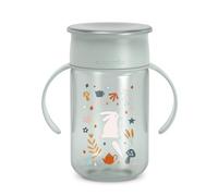 SUAVINEX, Vaso Aprendizaje Bebé, Vaso 360 con Sistema Antiderrame y Antigoteo, Magic Cup con Asas y Tapa, Apto Lavavajillas y Microondas, 340 ml, Taza Entrenamiento Bebés +12 Meses, Wonderland Verde
