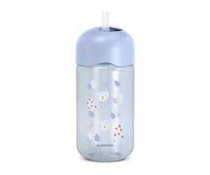 Suavinex, Vaso Aprendizaje Bebés con Pajita de Silicona, Wild&Free Azul | Pajita Suave y Flexible, Abatible, Antiderrame y Antigoteo, Apto Lavavajillas, con Tapa, 340 ml, Botella para Bebés +18 Meses