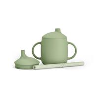Suavinex, Vaso Aprendizaje de Silicona, 3 en 1, Bebés +6 Meses, Verde | Vaso con Pajita + Boquilla + Taza, con Asas, Antiderrame, para Agua, Leche o Zumo, Resistente, Apto Lavavajillas y Microondas