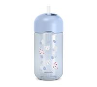 Suavinex, Vaso Aprendizaje para Bebés, Vaso Pajita de Silicona Suave y Flexible, con Sistema Antiderrame y Antigoteo, Apto Lavavajillas, Con Tapa, 340 ml, Botella para Bebés +18 Meses, Wild&Free Azul