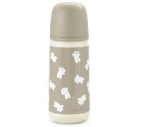Suavinex, Biberón de 360 ml con Tetina Fisiológica SX Pro de Silicona con Válvula Anticólico, de Flujo Denso (L), para Líquidos Densos, Apto Papillas Líquidas. Bebés +6 Meses. Wild&Free, Beige