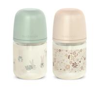 Suavinex Wonderland Biberones de Vidrio Flujo Lento Verde y Beige +0m 2x120 ml
