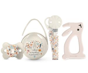 Suavinex Wonderland Set Chupete + Chupetero + Portachupetes + Mordedor Beige