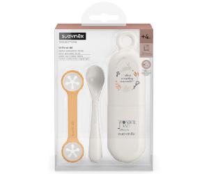 Suavinex Wonderland Set Cuchara + Portacucharas + Sujeta Baberos Beige +4m