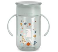 Suavinex, Vaso Aprendizaje Bebé, Vaso 360 con Sistema Antiderrame y Antigoteo, Magic Cup con Asas y Tapa, Apto Lavavajillas y Microondas, 340 ml, Taza Entrenamiento Bebés +12 Meses, Wonderland Verde