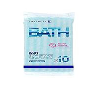 Suavipiel - Esponjas jabonosas desechables, Jabón dermo Aloe Vera y Camomila, Grosor extra 1 cm, Bolsa de 10 unidades