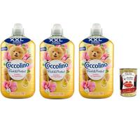 Suavizante Coccolino XXL Fresh & Protect, sándalo y madreselva, suavizante concentrado, 76 lavados, 3 x 1750 ml + Polpa italiana Gourmet 400 g