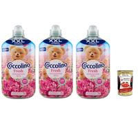 Suavizante Coccolino XXL, sensación fresca y sedosa, nuevo suavizante concentrado, 76 lavados, 3 x 1750 ml + Polpa italiana Gourmet 400 g