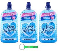Suavizante concentrado Mon Amour Blu Mare XXL - Suavizante - 72 lavados 3 x 1800 ml + llavero Beni Culinari gratis