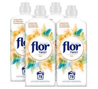 Suavizante Flor Concentrado para la Ropa x4, Twist Coco, Frutos Rojos, Melocotón, Delicado, Mediterraneo, Nenuco o Azul, 312 Lavados (4x 78 Lavados)