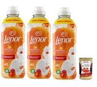 Suavizante Lenor para 40 lavados, oro y flores de vainilla, ofrece 3 x 840 ml + Polpa italiana Gourmet 400 g