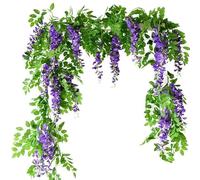 suaywo 2 flores artificiales de 180 cm, violeta, hiedra artificial, Wisteria, flores artificiales para colgar, flores artificiales para oficina, decoración del hogar, jardín, fiesta, boda