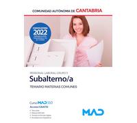 Subalternos de la Comunidad Autónoma de Cantabria (Personal Laboral Grupo 3). Temario Materias Comun