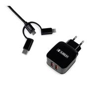 CARGADOR DE PARED 3 EN 1 SUBBLIM NEGRO SUB-CHG-1ZWC02
