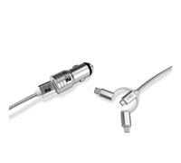Subblim Cargador de Coche 2xUSB + Cable USB 3 en 1 Lightning/MicroUSB/USB-C Plata