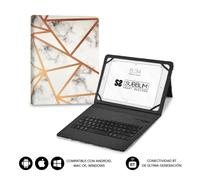 SUBBLIM - Funda con Teclado Keytab Pro BT Trendy Marmol Blanco