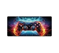 SUBBLIM GameCore XL Mouse Pad 900 × 400 × 3 mm - Alfombrilla Gaming XXL con Base de Goma 85% Antideslizante, Bordes Cosidos, Superficie Micro-Texturizada,Mando Fire-&-Ice, Impermeable y Lavable
